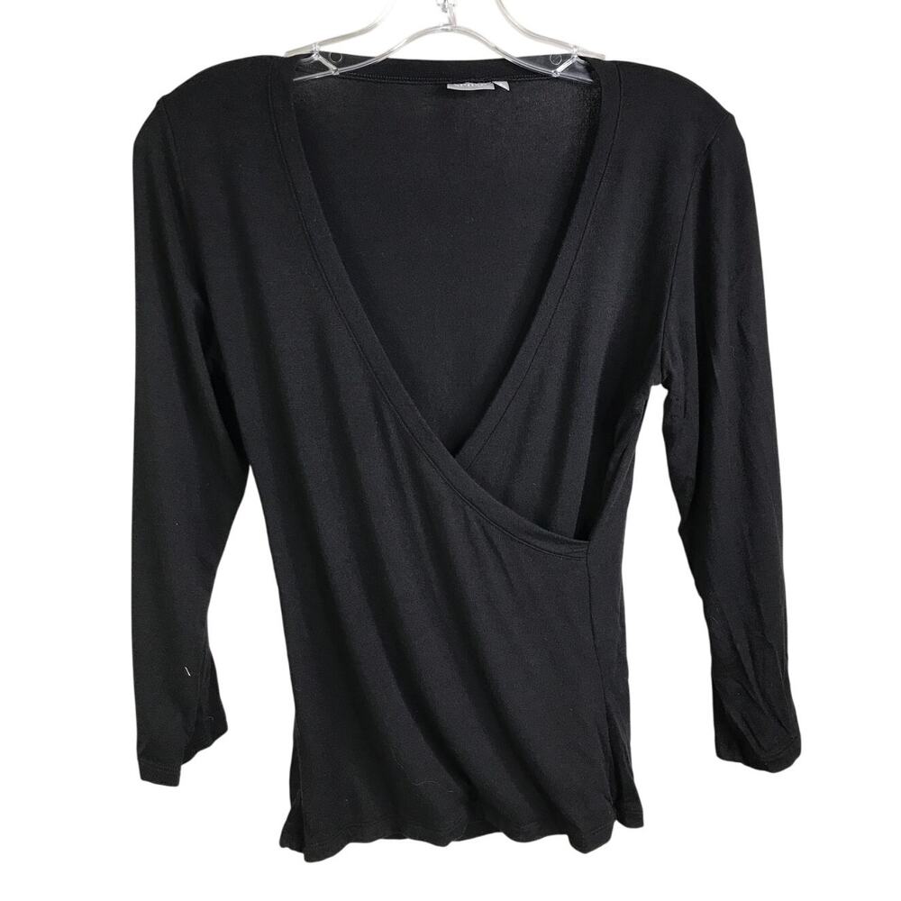 Sense Spa Travel Stretch Top Women‎ Small Wrap Deep V-Neck Long Sleeve minimal